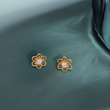 Blossom Charm Diamond Stud Earrings for Kids