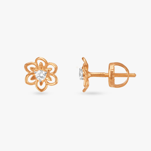Blossom Charm Diamond Stud Earrings for Kids