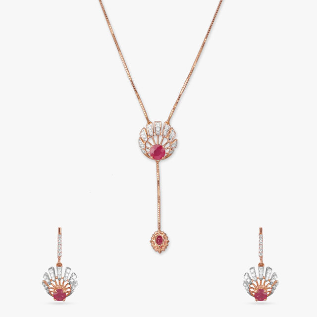 Timeless Rays Diamond Pendant with Chain and Earrings Set 