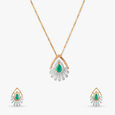 Ethereal Rays Diamond Pendant with Chain and Earrings Set 