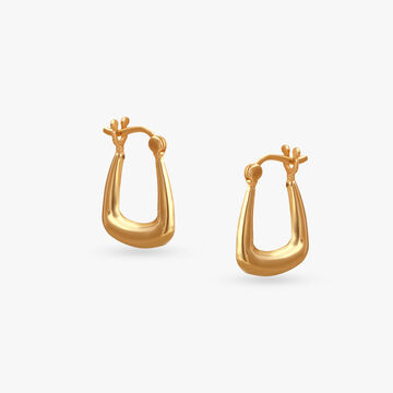 Sleek Edge Gold Hoop Earrings