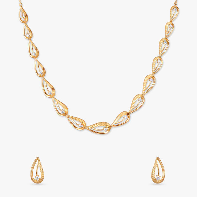 Petal Shimmer Gold Necklace Set 