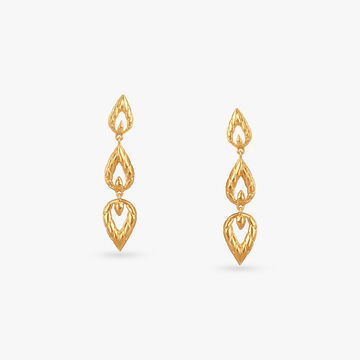 Textured Teardrop Gold Drop Earrings