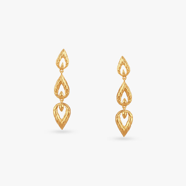 Textured Teardrop Gold Drop Earrings 