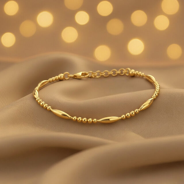 Glint Bead Gold Bangle 