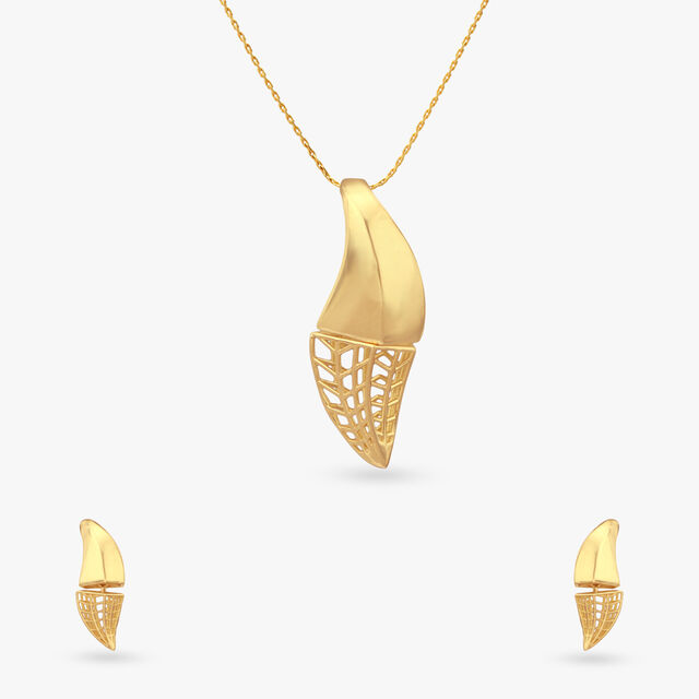 Horizon Drift Gold Pendant and Earrings Set 