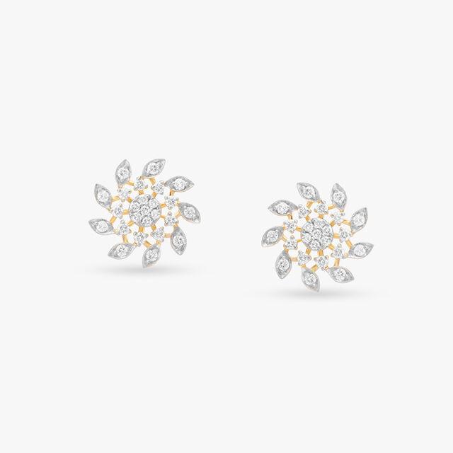 Floral Diamond Stud Earrings 