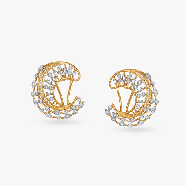 Abstract Shine Diamond Stud Earrings,,hi-res 