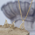 Serene Motion Diamond Pendant and Earrings Set 