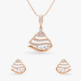 Wavy Triangle Diamond Pendant and Earrings Set 