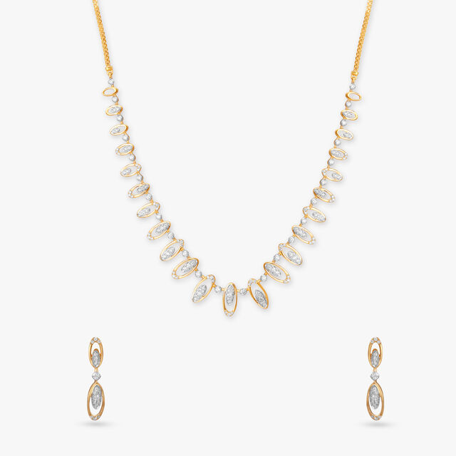 Radiant Ellipse Diamond Necklace Set 