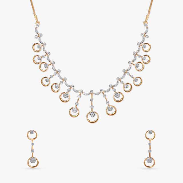 Dazzling Orbit Diamond Necklace Set 