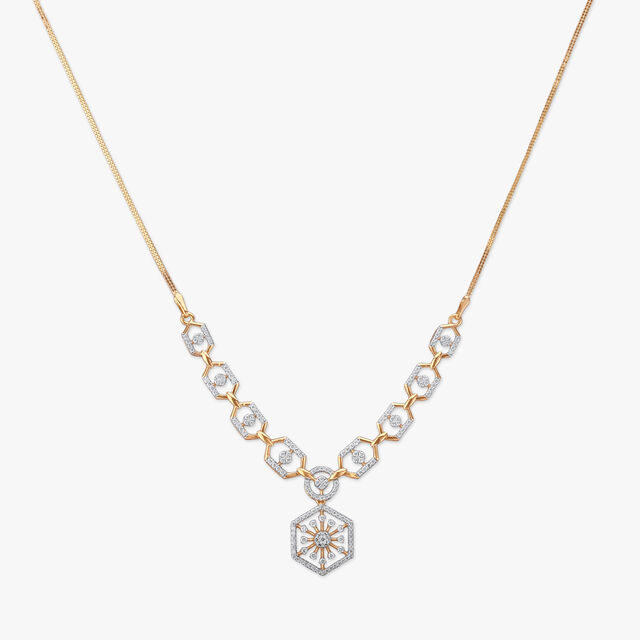 Hexagonal Elegance Diamond Necklace Set 2