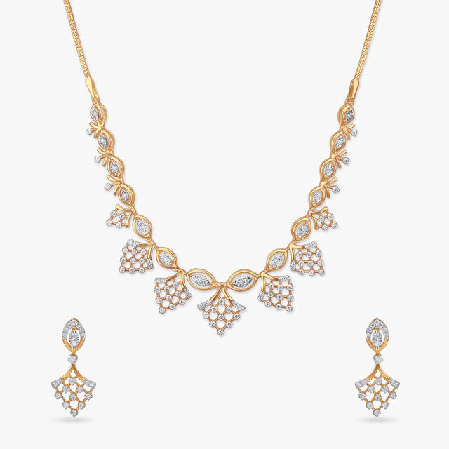 Chandelier Charm Diamond Necklace Set 