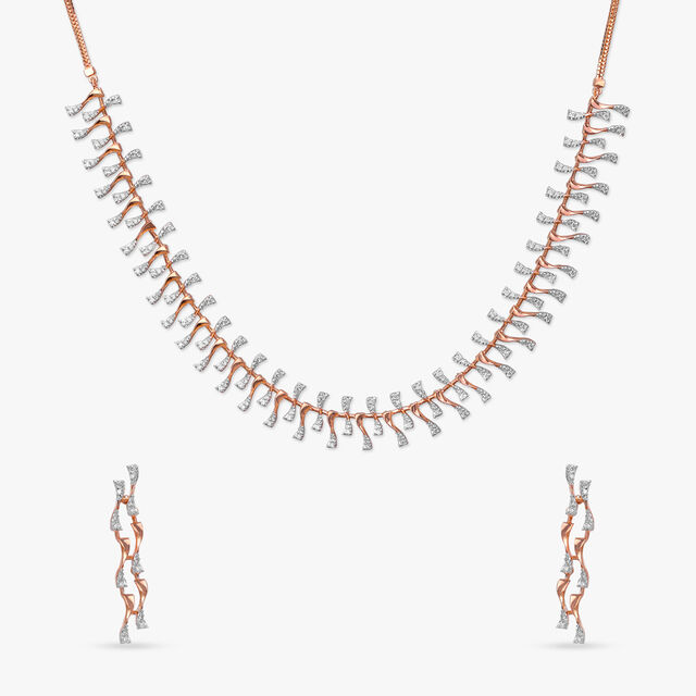 Sparkling Twist Diamond Necklace Set 