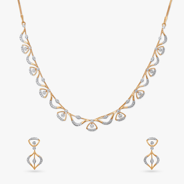 Lustrous Wave Diamond Necklace Set 