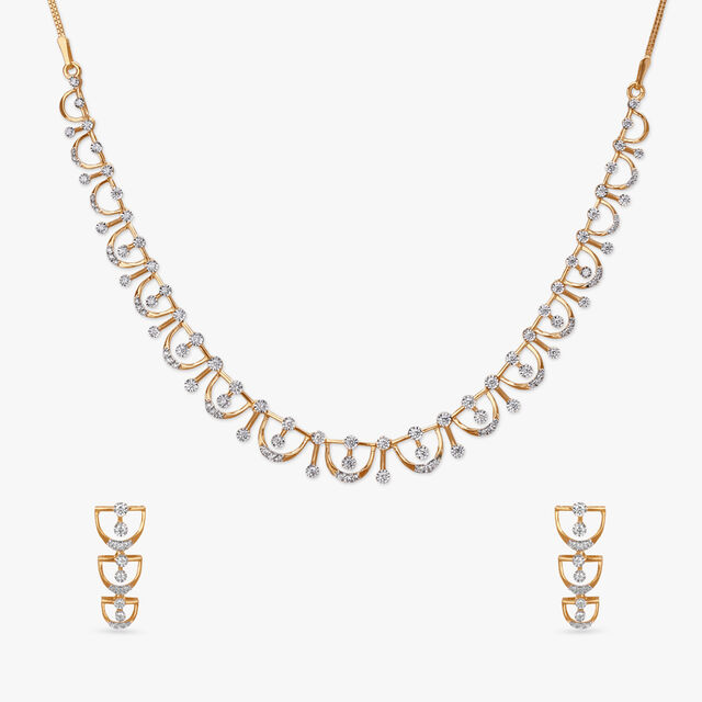 Cascading Curves Diamond Necklace Set 