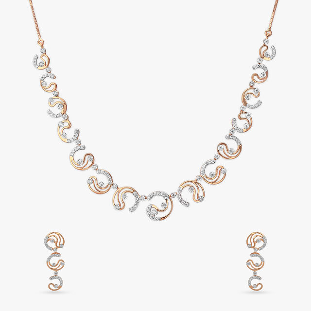 Swirling Radiance Diamond Necklace Set 