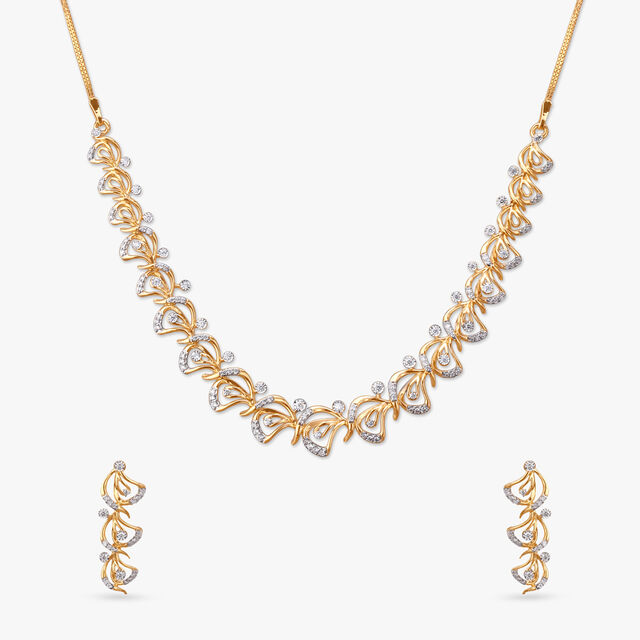 Dancing Petals Diamond Necklace Set 