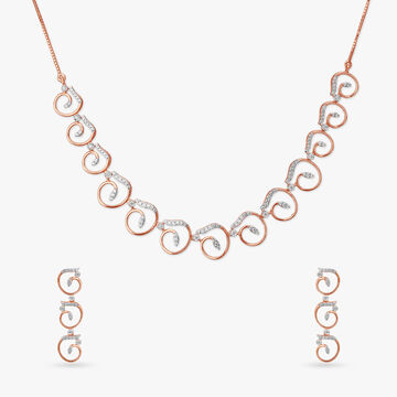 Swirl Charm Diamond Necklace Set
