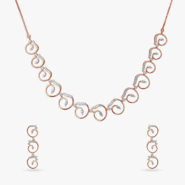 Swirl Charm Diamond Necklace Set 