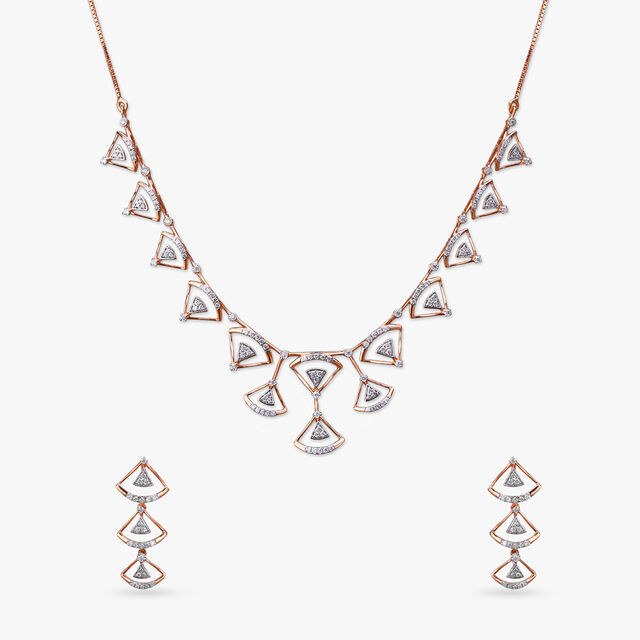 Blush Triangles Diamond Necklace Set 