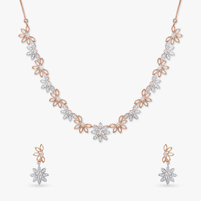 Ethereal Floral Diamond Necklace Set 