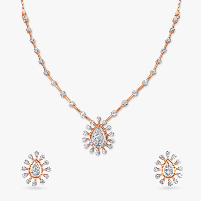 Glowy Drop Diamond Necklace Set 