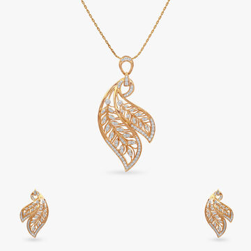Enchanted Leaf Diamond Pendant and Earrings Set
