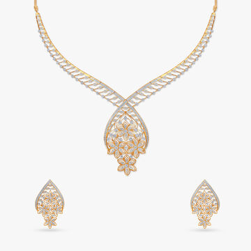 Ornate Blossom Diamond Necklace Set