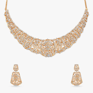 Etched Elegance Diamond Necklace Set