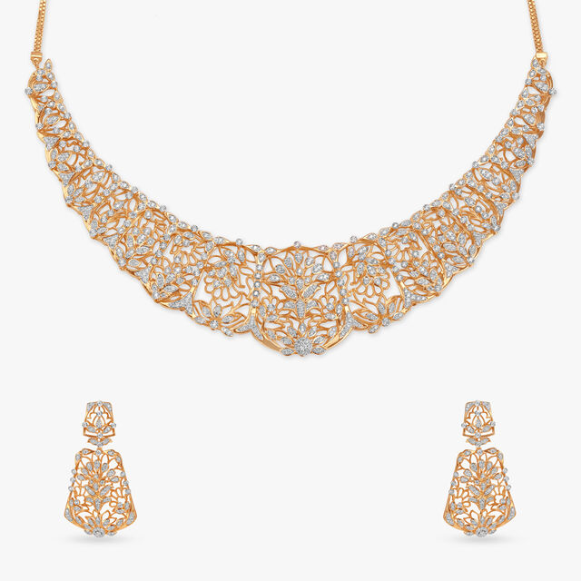 Etched Elegance Diamond Necklace Set 