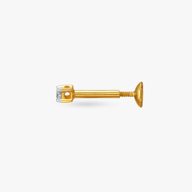 Single Stone Diamond and Gold Nose Pin,,hi-res 3