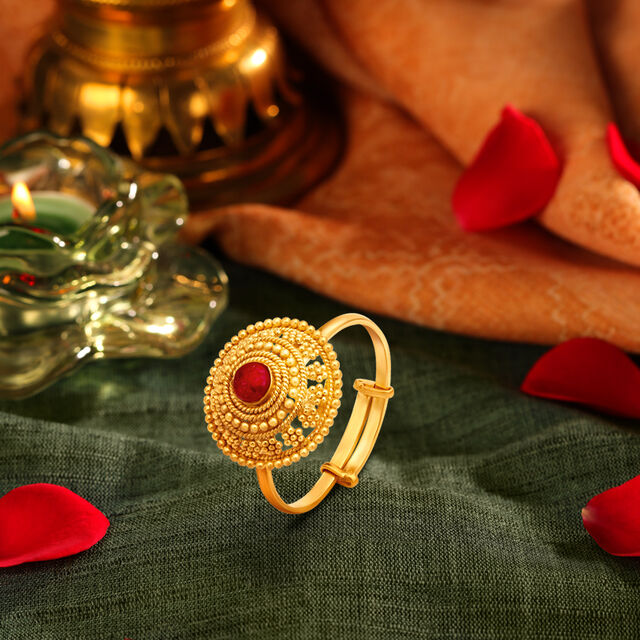 Marvellous 22 Karat Yellow Gold Beaded Circular Finger Ring 