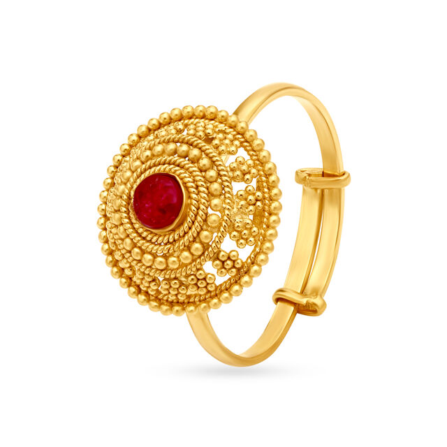 Marvellous 22 Karat Yellow Gold Beaded Circular Finger Ring 2