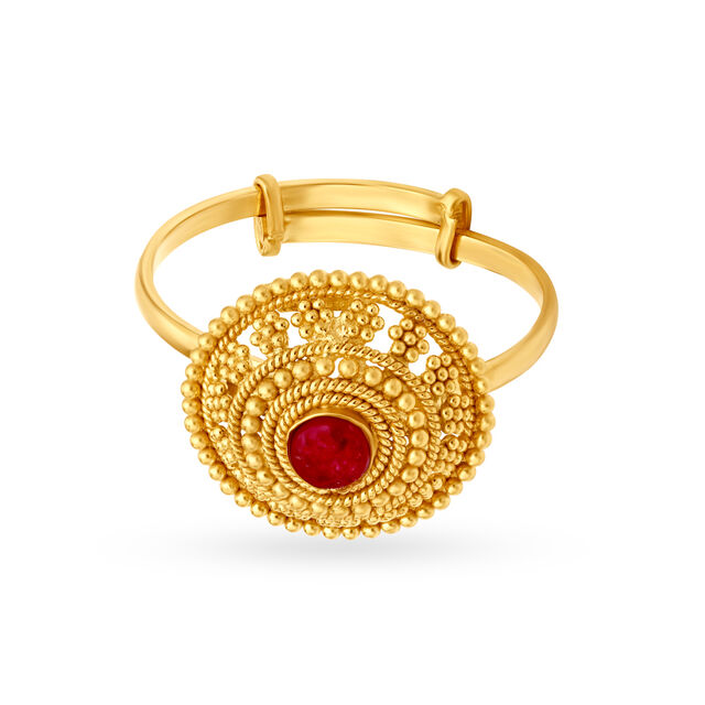 Marvellous 22 Karat Yellow Gold Beaded Circular Finger Ring 3