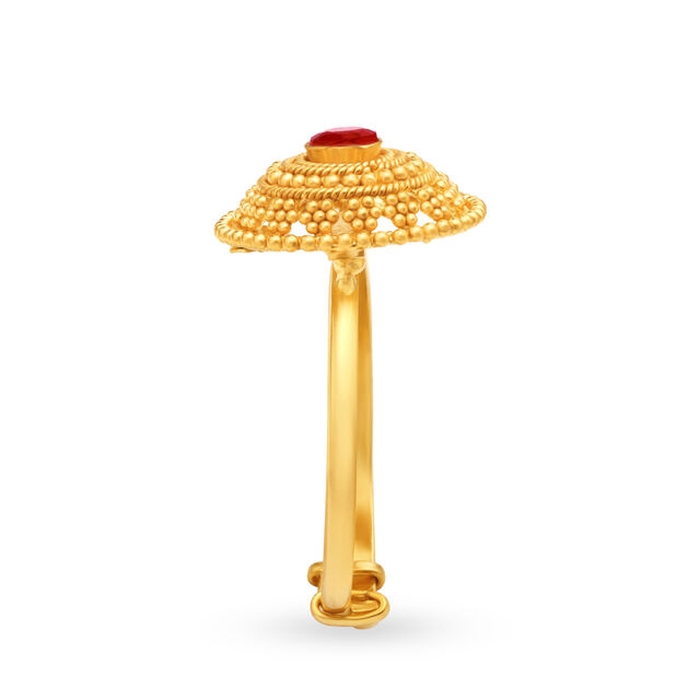 Marvellous 22 Karat Yellow Gold Beaded Circular Finger Ring 4