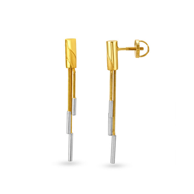 Gold Fancy Long Drop Earrings,,hi-res 2