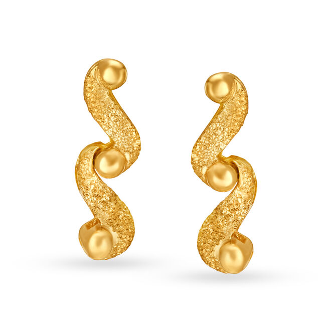 Eccentric 22 Karat Yellow Gold Wave Studs 