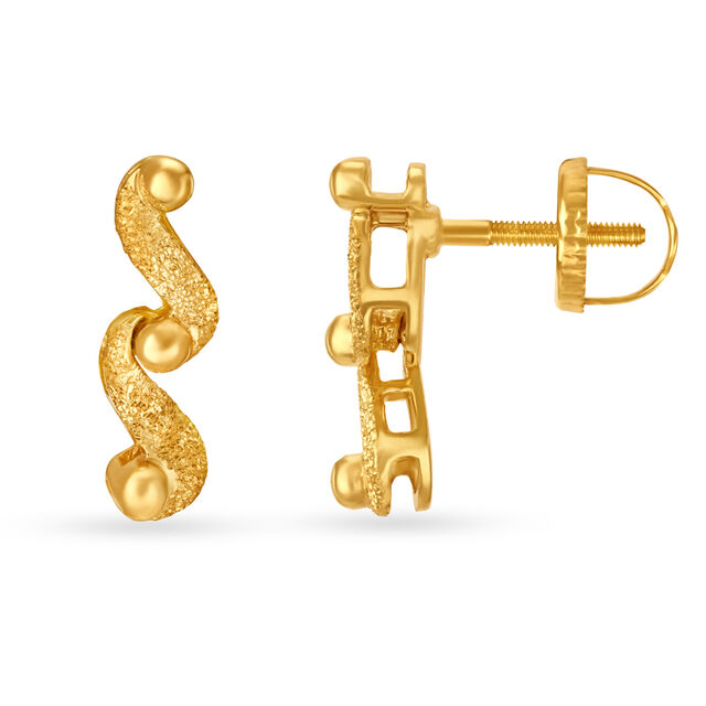 Eccentric 22 Karat Yellow Gold Wave Studs 2