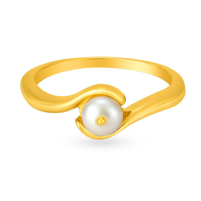 Pristine Pearl Gold Finger Ring,,hi-res