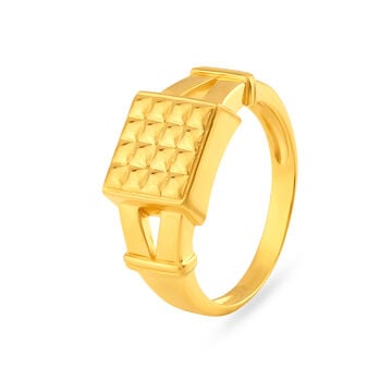 Impressive 22 Karat Yellow Gold Spiked Square Finger Ring