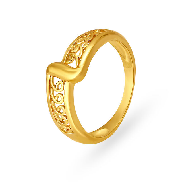 Aesthetic 22 Karat Yellow Gold Swirled Finger Ring 2