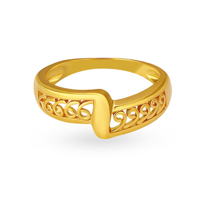 Aesthetic 22 Karat Yellow Gold Swirled Finger Ring 3
