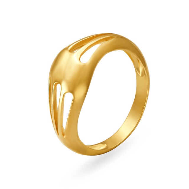 Abstract 18 Karat Yellow Gold Finger Ring 