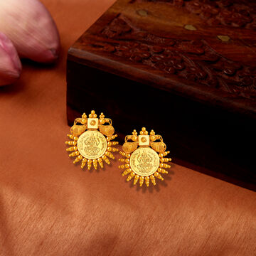 Divine Gold Lakshmi Kasu Stud Earrings