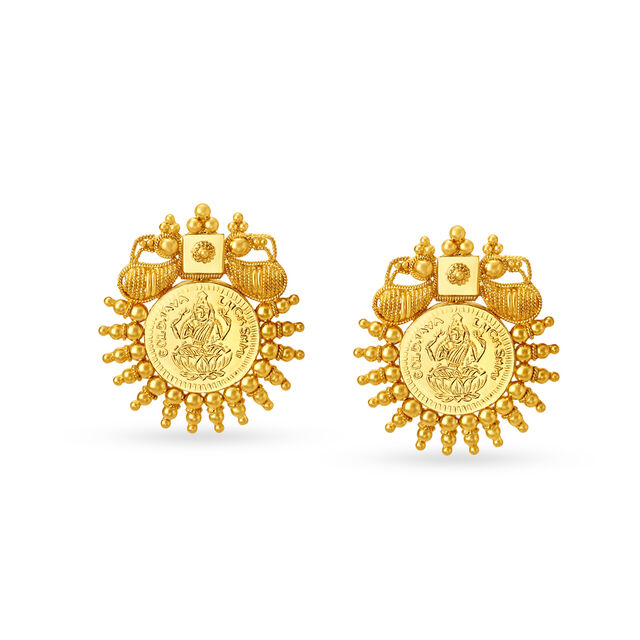 Divine Gold Lakshmi Kasu Stud Earrings 2