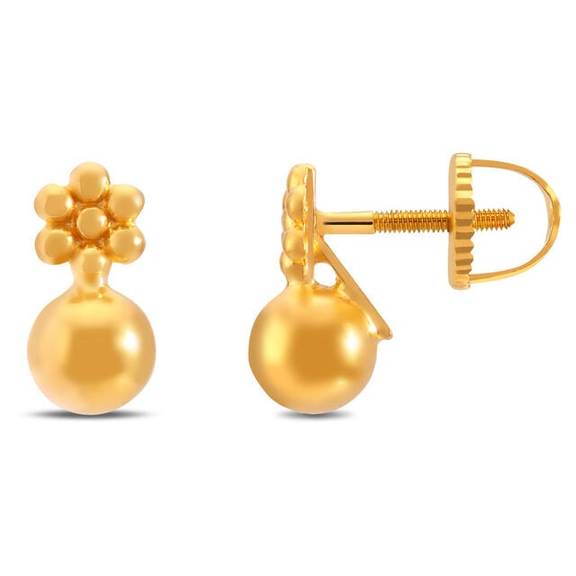 Alluring Floral Gold Stud Earrings for Kids,,hi-res 2
