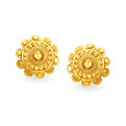 Exquisite 22 Karat Yellow Gold Ornate Floral Stud Earrings,,hi-res 