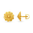 Exquisite 22 Karat Yellow Gold Ornate Floral Stud Earrings,,hi-res 2